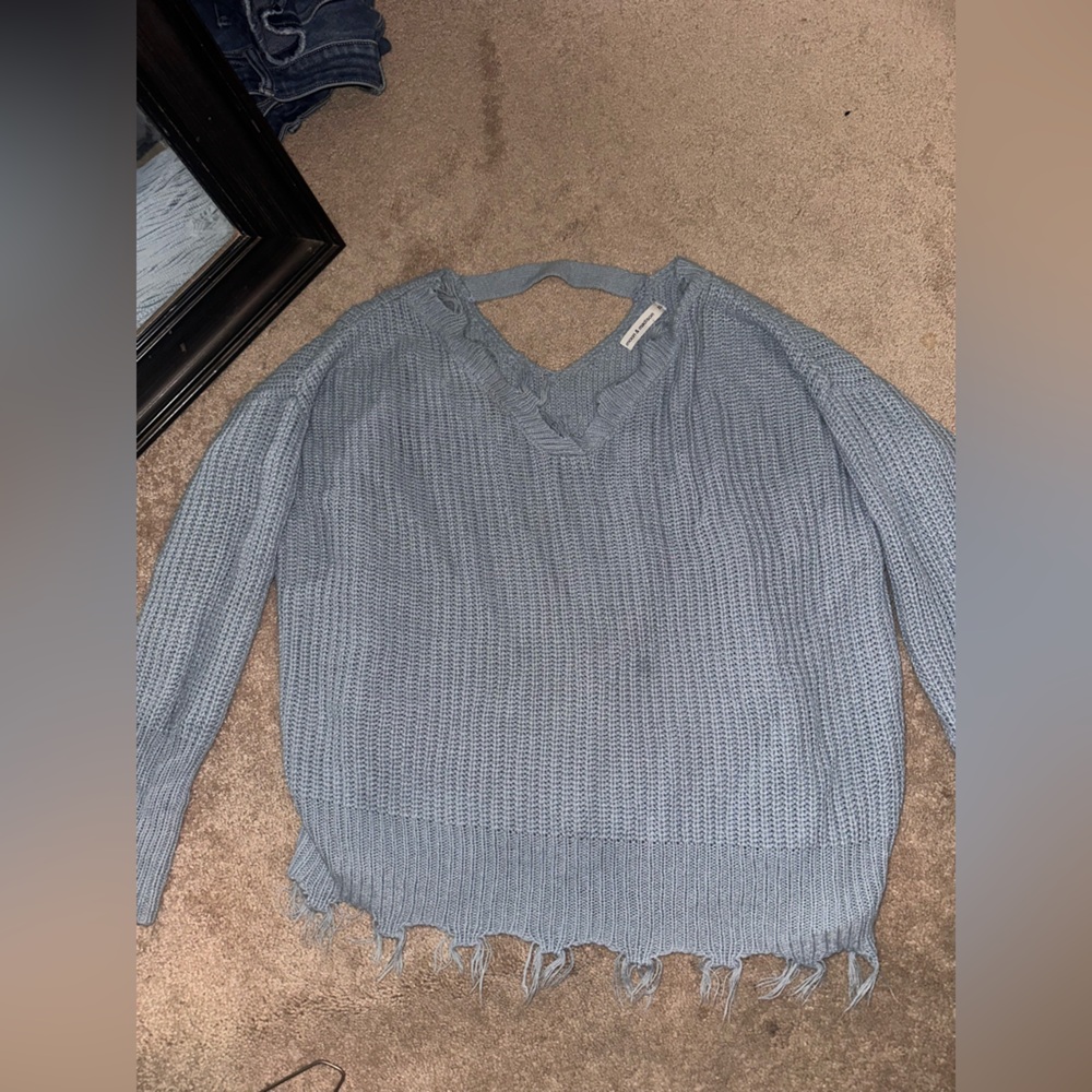 moon & madison Light Blue V-Neck Sweater